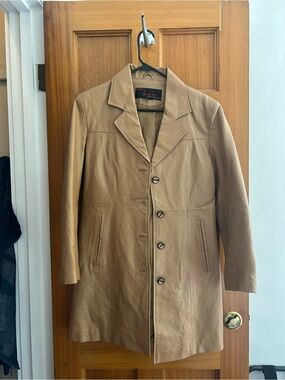 Phase Two Women's Tan Real Leather Button-Front Jacket size Medium